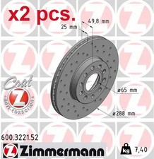 X2 PCS FRONT / REAR BRAKE DISC ROTOS X2 PCS SET 600.3221.52 ZIMMERMANN I