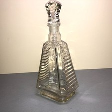 vintage glass decanter art deco style - 27cm Tall