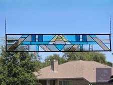 Prairie style stained glass window panel, hanging, art, Transom, Sidelight