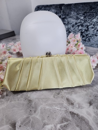 Lemon yellow satin clutch - satin,