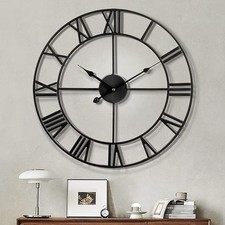 Maxstar 40cm Modern Roman Numerals Silent Wall Clock, Metal, Black RRP £30