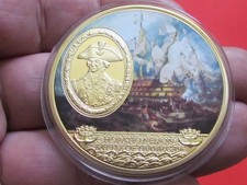 GREAT BRITAIN ( 1765 GEM UNC ) 250th ANNIVERSARY PROOF 24ct GOLD P RARE MEDAL
