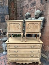 French Vintage Oak Bedside Tables Pair Cupboards Cabinets Louis XVI LOT 3912