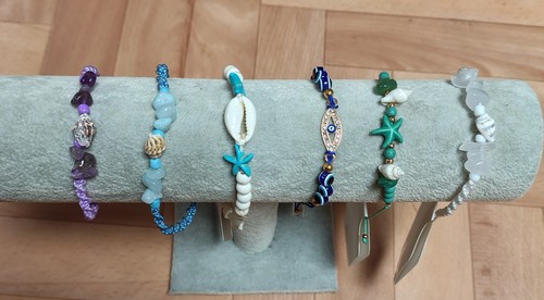 Shell and stone bracelets - 6,