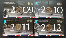 LONDON 2012 SET OF 4 BRILLIANT UNCIRCULATED £5 COINS IN SEALED FOLDERS (REF.N1.)