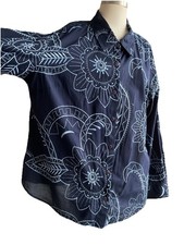 Navy Blue Embroidered Blouse