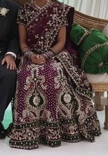 Bridal diamanté velvet lengha - bridal,