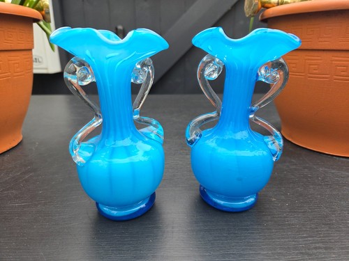 Pair vintage hand blown - hand,
