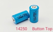 2 x 14250 Rechargeable CR2 Batteries Li-ion 3.7V 300mAh 1/2AA Battery Button Top