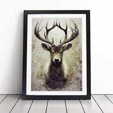 View Of The Stag No.3 Framed Canvas Wall Art Print Poster Picture, Home Decor
