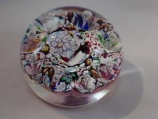 PAUL YSART 1970'S ART GLASS PAPERWEIGHT CONTROLLED BUBBLES H CANE BOXED