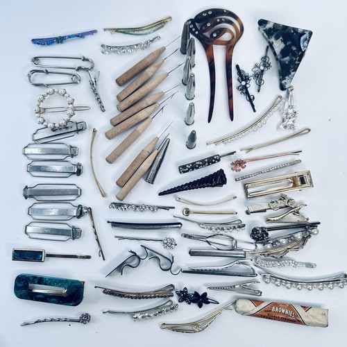 65x vintage hair clips slides - hair,