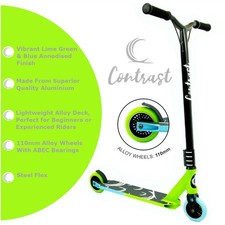 Kids Stunt Scooter Contrast Zone Swirl Lime Green & Teal Blue Childrens