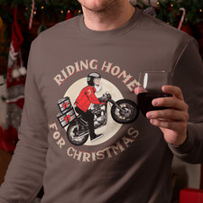 Driving Home For Christmas Jumper - Santa Motorbike Xmas Festive Present Gift