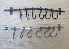 VINTAGE RETRO OLD ENGLISH COUNTRY KITCHEN UTENSIL HANGING RAIL RACK WITH S HOOK