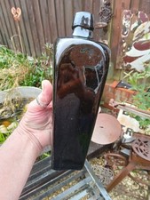 Dark Olive/Black Glass Cased Gin Bottle 
