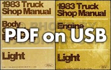 1983 Ford Truck Shop Manual 5 Book Set On USB F150 F250 F350 BRONCO Van Service