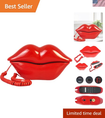 Red lip shape corded telephone - lip,