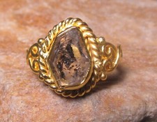 Gold plated brass Herkimer diamond quartz ring UK J/US 4.75. Gift Bag.