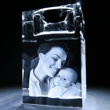 3D Candle Holder Photo Crystal - Personalised Christmas Gift - Your Own Image