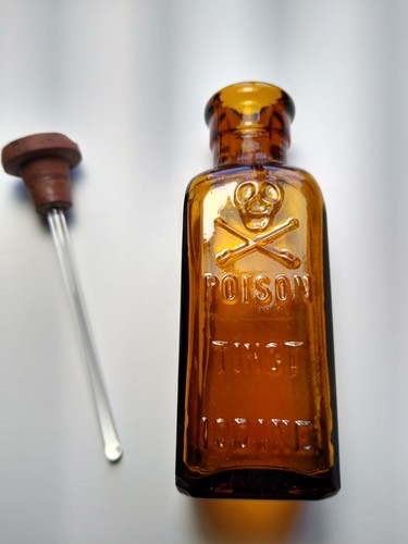 Antique amber glass poison - glass,