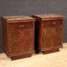 Pair of Italian 20th century night stands furniture bedside tables marble top