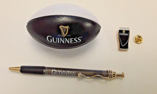 New Set Of 3, Guinness stress Hand Rugby Ball, Guinness Pen, & Guinness Badge 