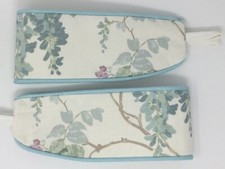 LAURA  ASHLEY WISTERIA DUCK EGG HANDMADE PAIR OF CURTAIN TIE BACKS PIPED BLUE  