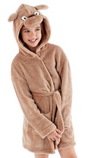 Plush 3D Puppy Dog Dressing Gown Hooded Character Bath Robe Kids House Coat Gift