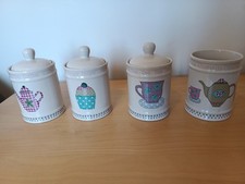 Ceramic Kitchen Jars Containers Storage Matching Set Tea Coffee Sugar Utensils