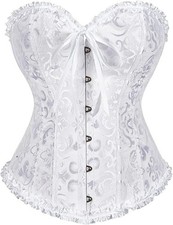 SZIVYSHI Overbust Corset Lace Up Top  White S