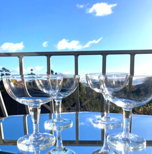 Vintage matched set of 4  hand blown crystal Champagne Cocktail Coupes Glasses