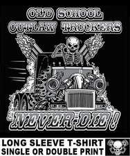 OLD SCHOOL OUTLAW TRUCKER TRACTOR TRAILER SEMI 18 WHEELER DRIVER SKULL T-SHIRT