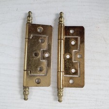 2 x FLUSH HINGES 75mm Vintage Brass plated  - S83