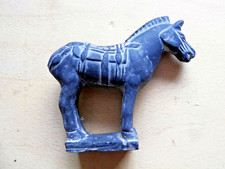 Vintage Chinese Terracotta Army Horse Clay Figurine Dark Grey Ornament