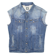 G-STAR RAW Distressed Mens Denim Gilet Blue XL