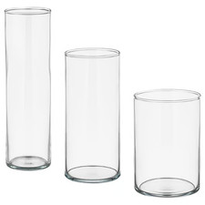 Cylinder glass vase - set, 3