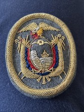 Vintage Hand Embroidered Equadorian Military Maritime Bullion Cap Badge