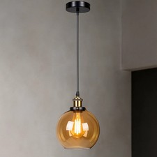 Retro Industrial Ceiling Pendant Light Globe Glass Shade Bedroom Hanging Lamp