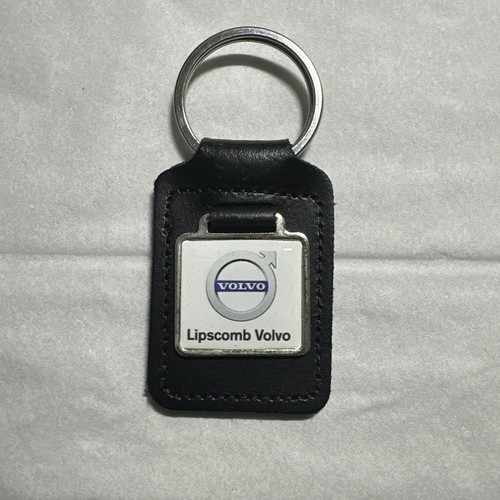 Volvo black leather keyring - black,