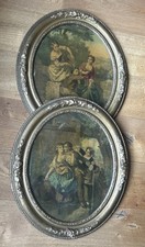 Pair Of Antique 19c FRENCH Coloured Engravings In Original Frames PASTORAL 