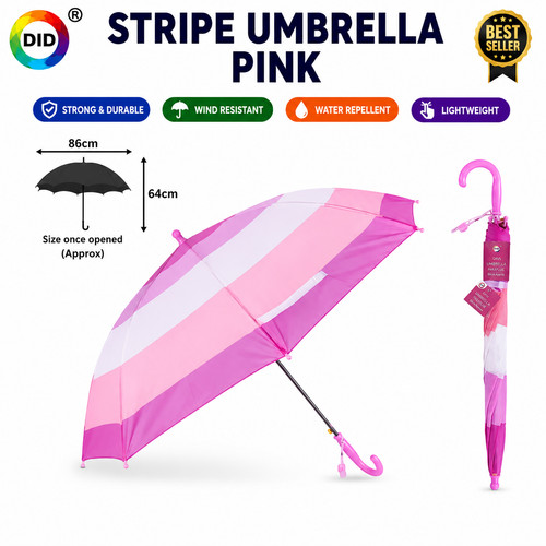 Kids pink striped umbrella - kids,