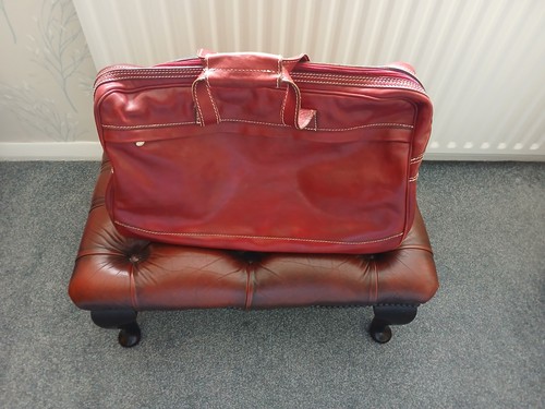 Red leather italian - leather, holdall