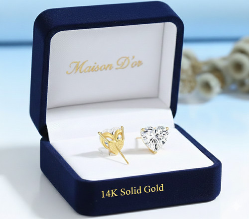1ct heart cut earrings solid - 1ct,