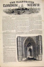 Original Old Antique Print Houses Parliament Carriage Porch Victoria Tower 1846