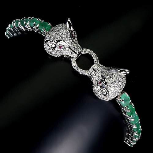 Silver bracelet emerald - silver,