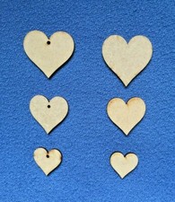 10  Wooden MDF LOVE HEARTS blank craft with or without holes 3.cm,4cm,5cm  