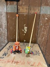 Wooden Push Along Animals Toys Kids Toddler Fox Dinosaur