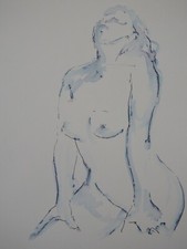 Ink wash drawing female nude