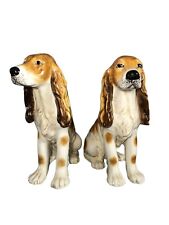 Pair Of Cocker Spaniel Dog  Lifesize Ceramic Italian Mantel Statue 39 Cm Mcm 60s